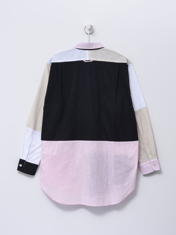 Combo Short Collar Shirt_White Cotton Handkerchief